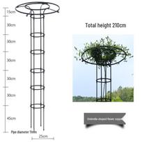 Skėčio formos laipiojimo atrama rožėms ir clematitams, žalias lauko atraminis stulpas