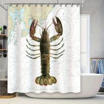Decorative Map Lobster Shower Curtain for Bathroom Decorations Waterproof Fabric in Various Sizes 90x180cm white
