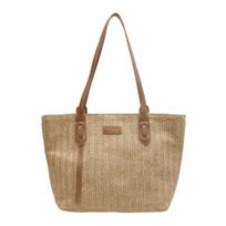Students carry large-capacity bags in class Women's simple leisure commuter tote bag Summer woven shoulder bag ruda