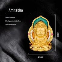 Vintage Gold-Tone Enamel Buddha Baby Pendant on Chinese-Style Chain black