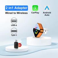 Carplay Adapter Wireless USB A Type C for Apple Carplay and Android Auto Connection Supports Both Wireless And Wi-Fi Connections Type 3 white