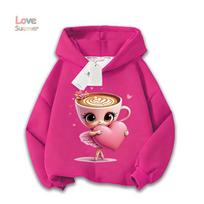 Italian Brain Rot Heart Cappuccino Ballerina Hoodie Print Casual LongSleeve Thin Pullover Wear Cute Graphic Comfortable Material 130 pink