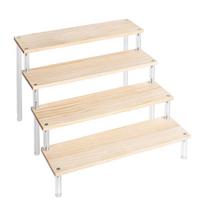 Akrilinė stova medinė kopėčių stova kosmetikos laikymas 4 layer 30cm white