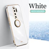 Dengiamas kvadratinio piršto žiedo laikiklio telefono dėklas, skirtas Xiaomi Redmi Note 8 Pro 2021 New Note8 8pro prabangus minkštas silikoninis stovo dangtelis redmi note 8T
