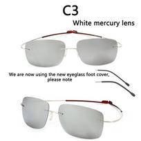 NEW Cool 100% Pure Titanium Rimless sunglasses Polarized Lenses Grey Super Thin Lenses Sun-shade UV protection UV400 spring leg Other gray