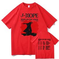 J-Hope „Hope on The Stage Tour“ marškinėliai „J Hope World Tour“ medvilniniai vasariniai O formos iškirpte trumpomis rankovėmis laisvalaikio palaidinės moterims vyrams gatvės stilius XXL red