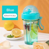 1 vnt. 600 ml/21,2 oz 420 ml/14,8 oz Kawaii dvigubi vandens buteliukai - Nešiojami ir didelės talpos - Puikiai tinka lauko veiklai ir sportui 420ml mėlyna