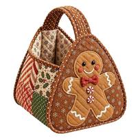 Semi-Finished Christmas Carry Basket Foldable Portable Quilted Carry Basket Christmas Padded Patchwork Fabric Craft Basket beige