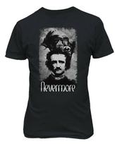 Vintage 80s Edgar Allan Poe Horror Movie Raven Book Never More Men's T shirt S-5XL T-Shirt Mens Kids 130 gray