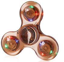 Crystal Luminous Led Light Fidget Spinner Hand Top Spinners Glow In Dark Edc Stress Relief Toys Kinetic Gyroscope For Children brown