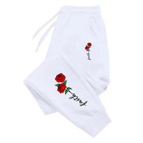 Red-rosefaith Men Sweatpants Pocket Faith Rose Motif, Leg Bright Floral Script Print, Side Pocket Drawstring Jogger Pants for Urban Daily Wear 3XL juoda