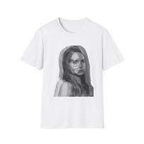 Double Exposure Lana del Rey Portrait T-Shirt | Grayscale Woman Face Abstract Photo Art 4XL white