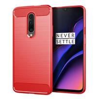 Anglies pluošto dėklas Oneplus 7pro 1+7 Pro smūgiams atsparus silikoninis dėklas visiška apsauga One Plus 7Pro telefono galinio dangtelio Fundas Oneplus 7 Pro raudona