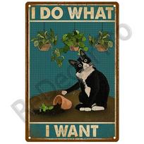 Retro Juodo Katino Metalinis Vintažinis Plakatas Juokingas Šuns Sienos Menas Gyvūno Ženklas Kavinės Sieninė Plokštelė Metalo Ženklas Skardos Plokštelė Vonios Kambario Namų Dekoras 20x30cm black