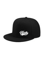 Unisex White Snapback Cap With Embroidered Hustle Logo, Adjustable Flat Brim For Daily Casual Wear Khaki black
