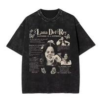 Washed Vintage Lana Del Rey Eyes Graphic T-shirt Men's Women Fashion Oversized Short Sleeve T-shirts Male Casual Cotton T Shirts 150 black