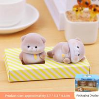 Miniature Otter Figurine Cute Office Desk Sculpture Decorative Figures Pvc Ornament For Car Dashboard And Tv Monitor Decor as the picture beige