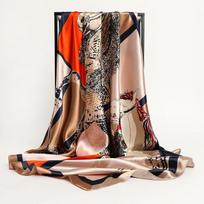 Moteriška šilkinė kvadratinė skara Lady Bandana Galvos apdangalas Satininis Foulard Moteriškas didelis Hidžabo kaklaskarės kaklaskarės Pashmina 2021 galvos juosta One Size black
