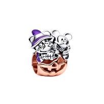 Pandora Disney Series Mickey And Minnie Halloween Pumpkin Pendant Women pendant Multicolor 782816C01 F,Multicolor gray