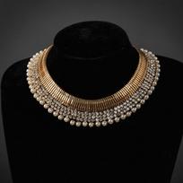 Luxurious multi-layer cubic zirconia synthetic cubic zirconia choker necklace Gold-tone choker-style statement necklace Vintage Necklace Bridal gold of them black