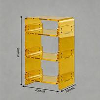 Skaidrus akrilinis naktinis staliukas su laikymo spintelė ir lentyna Triple-layer Yellow