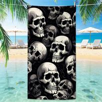 Skull Beach Towel Microfiber for Gym Travel Fitness Spa Women Girl Quick Dry Sandless Large  Towels Bathroom Beach Towel 70x140cm gray