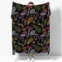 Grybų pledas Grybų mokslas Flanelinis pledas visiems sezonams Botanikos mokslas Pliušinis minkštas lovos sofos pledas Karališko dydžio Size: 75*100cm, Weight: 280 GSM