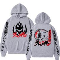 Japanese Anime Tengen Toppa Gurren Lagann Hoodie Men Women Gothic Fashion Oversized Hooded Sweatshirts Pullovers Streetwear 4XL gray