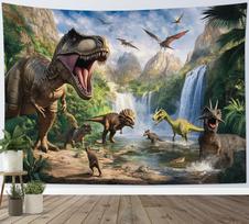 Dinozauras Plėšrūnas Gobelenas Atogrąžų Miškas Kalnas Sienos Pakabinamas Senovės Dino Sienos MenasDekoras Svetainei Miegamajam Bendrabučiui Šventei 150x100cm(60x40in)