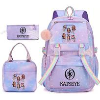 KATSEYE Gradient School Backpack Set with Pencil Case and Lunch Bag, Large Capacity Lightweight Water-Resistant Bookbag No. 11