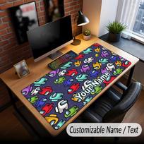 Custom Name Text Big Mouse Pad,Among Us Soft Non Slip Extended Desk Mat For Home Office 30cmx60cm brown