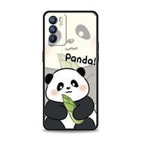 Cute Panda Climbing Bamboo Phone Case For Oppo Reno8 Reno7 Reno6 Pro A54 5G Find X6 X5 A53 A52 A9 A15 A95 A17 A16 A57 A31 Cover For Oppo Reno8Pro gray