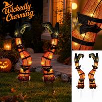 2D Acrylic Halloween Witch Legs Garden Stake Decoration One Size orange