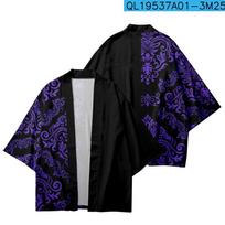 Purple Paisley Spausdinti marškinėliai Tradiciniai Haori Cosplay Kimono Moterys Vyrai Harajuku Japoniška mada Kardiganas Yukata 5XL black