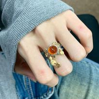 Light luxury, clamp flower crab ring, fashion high-end sense, exquisite index finger ring, cute personality, versatile high-end sense ring