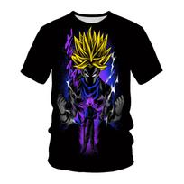 Vasaros nauji berniukų mergaičių marškinėliai Dragon Ball ZT marškinėliai vasaros vaikams 3D Goku Vegeta Print Kasdienis trumpomis rankovėmis vyrų XXL black
