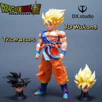 30CM LK studio jD Wukong action figure dragon ballz Ssj3 Broly Anime Figures Replaceable Three heads PVC Collection Mode Lovely Gifts beige