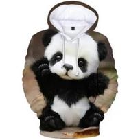 Madingas gyvūnas kūdikis panda gobtuvas 3D spausdinimas vyriški gobtuvai gatvės laisvas viršus per didelis pavasario rudens vaikai moterys paltai džemperiai 2XL gray