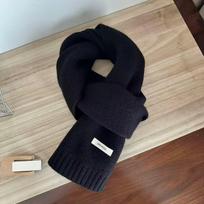 100% vilnos megztas kašmyro stiliaus šalikas: Universalus vientisas spalvos drabužis vyrams ir moterims, Korėjietiška žiemos mada 100% Wool juoda