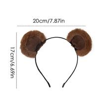 Plush Bear Ears Headband Chipmunk Ear Headband Elastic Soft Girl Makeup Headgear Unisex Gift Cosplay Accessory For Women kava