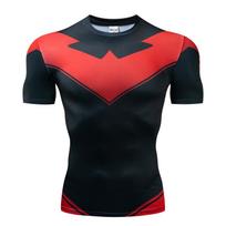 Batman Spiderman Superhero 3d Print Gym Tshirt Men Fitness Tee Tops Compression Batman 1,L red