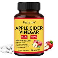 Fearathe Apple Cider Vinegar Supplement, 1877mg ACV Blend, 750mg Acetic Acid, with D3 & Zinc, 120 Caps 120 Capsules