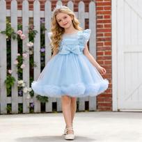 Girls Tulle Princess Formal Dress Kids Party Gown 150cm mėlyna