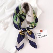 Prabangaus prekės ženklo šilko skara, kvadratinė moteriška skara ir įklotai biuro mažiems plaukams, kakleliui, hidžabai, skarelė Foulard, moteriški šalikai 70*70 cm gray