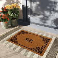 Sup Doormat Rubber Bathroom Kitchen Mat Garden Garage Door Floor Mat Non-Slip Carpet Entrance Rug 18x30 Inch black