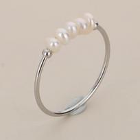 Exquisite Shell Imitation Pearl Women's Rings Light Stainless Steel Rings For Ladies Party Wedding Bands Jewelry 7 white