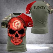 Turkijos vėliava Vyriški marškinėliai Miško kamufliažiniai spaudiniai Drabužiai Ropa Hombre Vasariniai O formos iškirptės Didelės mados trumpomis rankovėmis vyriškos viršutinės dalies 5XL black