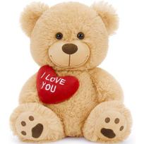 12 Adorable Brown Teddy Bear Stuffed Animal featuring Heart Gentle Plushie Toy designed for Valentine's Present to Girlfriend or Kid United States beige