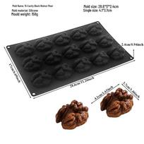 Silikoninė forma mousse'ui su žemės riešutais, pistacijomis, pekano riešutais, kakavos pupelėmis ir kavos pupelėmis 15-walnut meat black (158g)