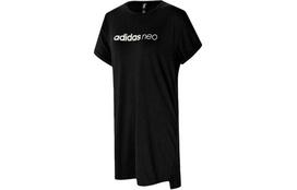 Adidas Neo trumpomis rankovėmis suknelės moteriškos juodos apvalia apykakle vidutinio ilgio DX9689 S black